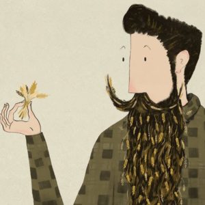 Illustration of man with beard made from wheat