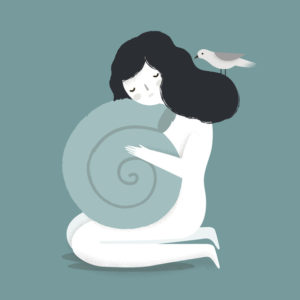 Woman holding seashell