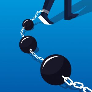 let go of a negative experience: ball and chain