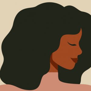 Vector of woman with eyes closed in contemplation about beauty