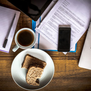 Busy desk with devices