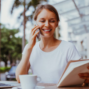 woman calmly working