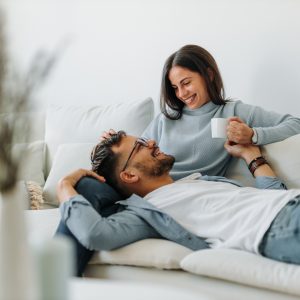 couple sitting together communicating