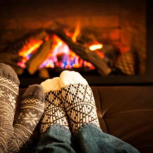 feet cozy fireplace