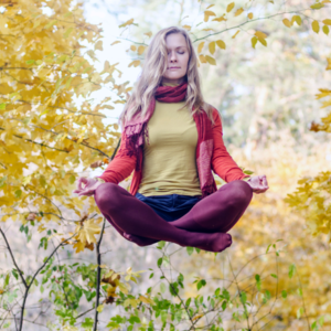 Woman levitating in the fall