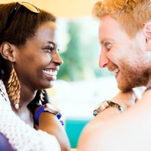 Couple practicing eye gazing yoga technique