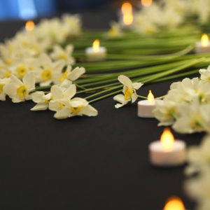 daffodils and candles