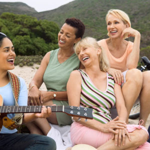 women singing together