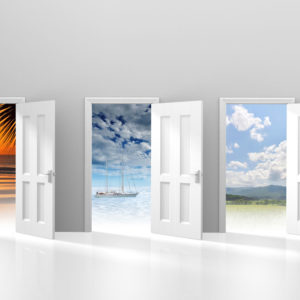 Three abstract doors