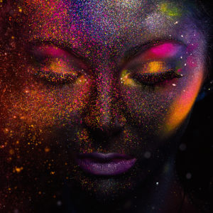 Graphic of woman with glitter