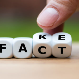 An image of cubes spelling fact and fake