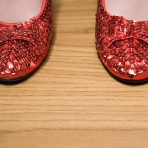 sparkly red flat shoes