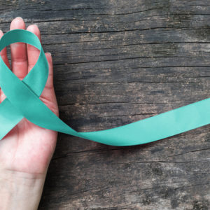 Teal ribbon for Ovarian Cancer Awareness