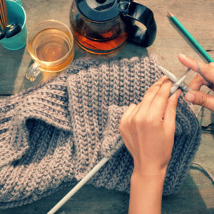 Woman's hands knitting