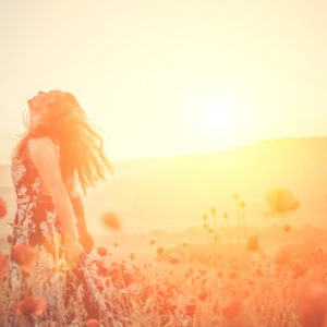 Dancing in a flower field