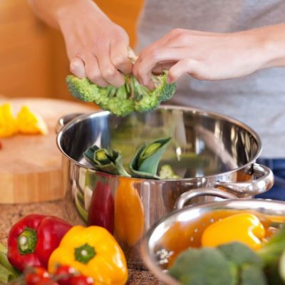 Man cooking in kitchen