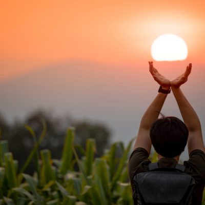 Man with sun for summer solstice