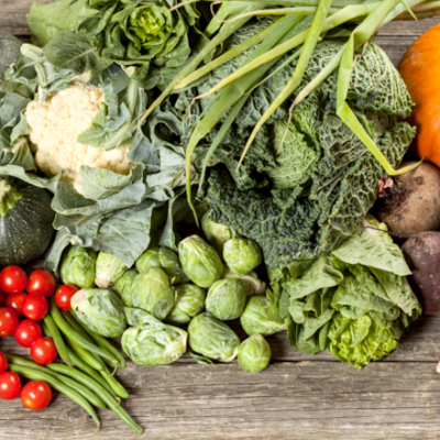 Variety of fresh fruits and vegetables