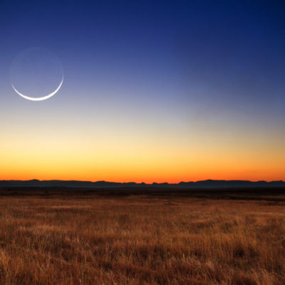 Beautiful new moon at sunset in Madagascar