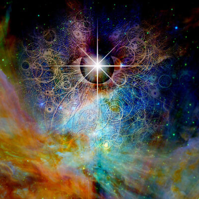 Abstract image of cosmos and eye
