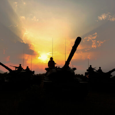 Tanks at sunrise