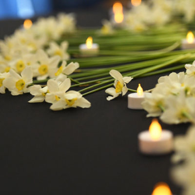 daffodils and candles