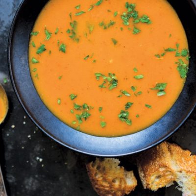 Bowl of Red Soup with Bread