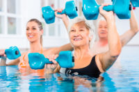 Exercise class in a pool