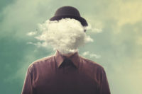 Graphic of man with head as clouds