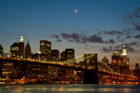 moon over Brooklyn Bridge