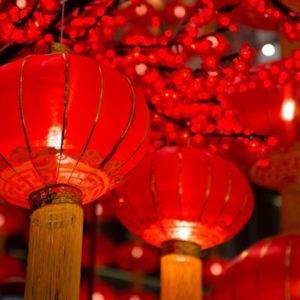 Bright image of red Chinese lanterns