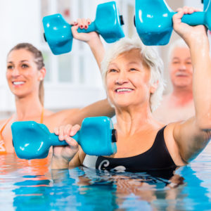 Exercise class in a pool