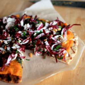 Grilled Butternut Flatbread with Pesto and Radicchio Slaw: Good Food, Spirituality & Health