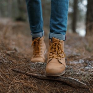 feet walking in woods