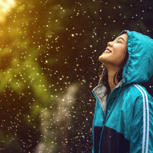 woman in rain