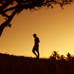 man alone in park