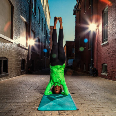Bianca Alexander in headstand yoga pose