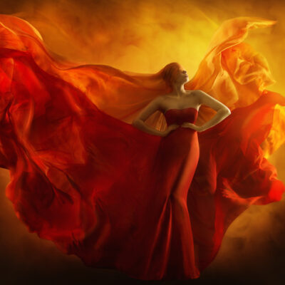 Woman in fantasy fire dress