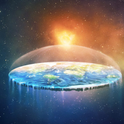 a concept of a flat earth in space