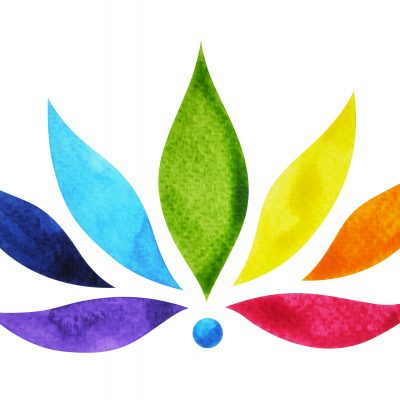7 colorful flower petals representing chakra flowers for spiritual healing