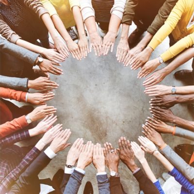 Many hands in a circle
