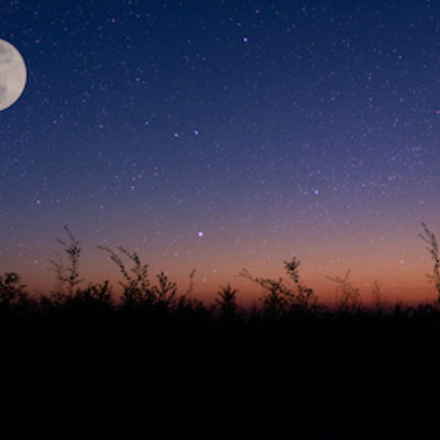 night sky over a field with moon guiding toward restful dreams