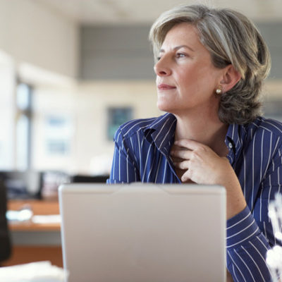 Woman asking herself questions about judging others