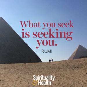 <p>What you seek is seeking you. - Rumi</p>