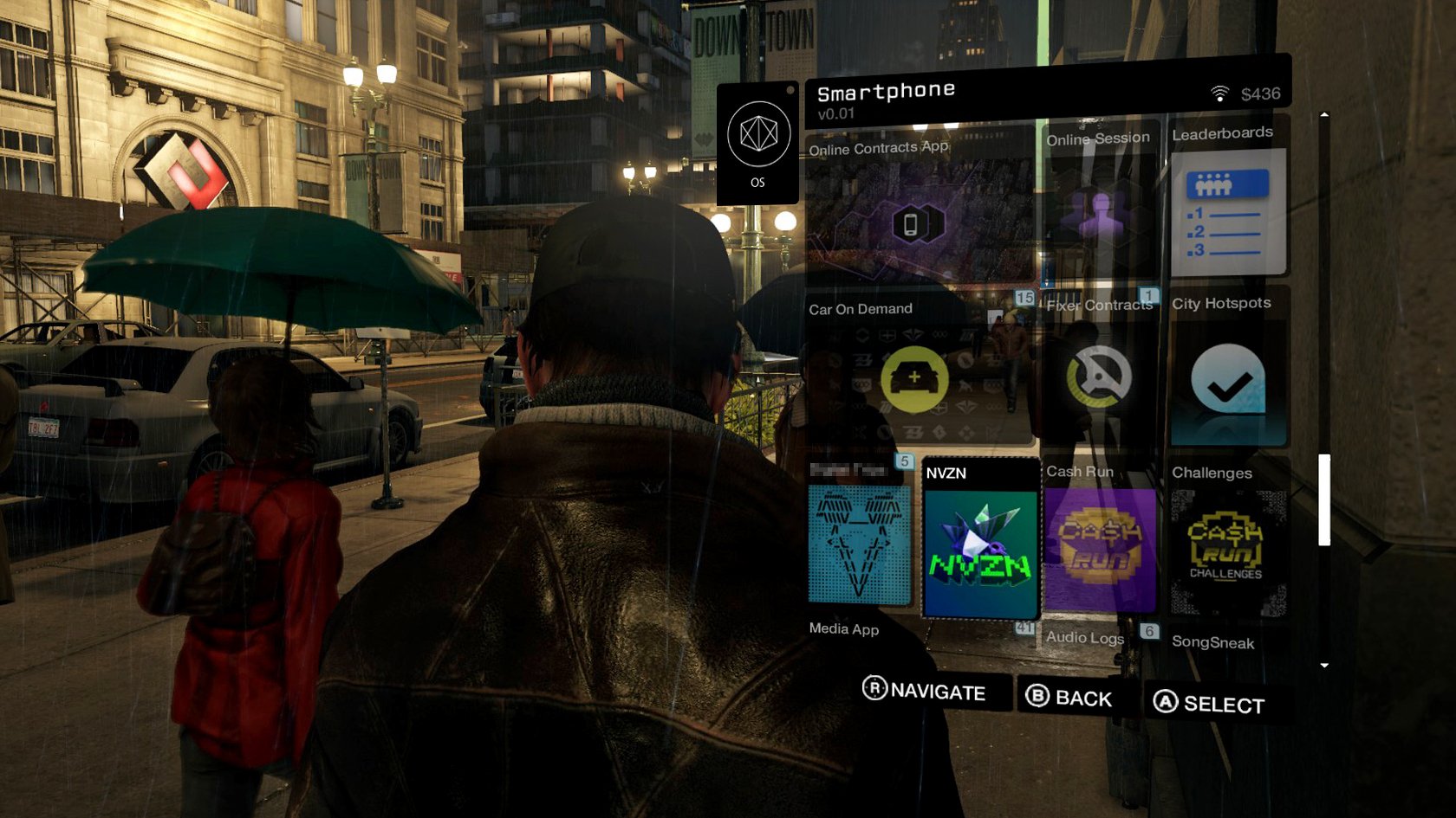 Mobilní menu ve Watch Dogs