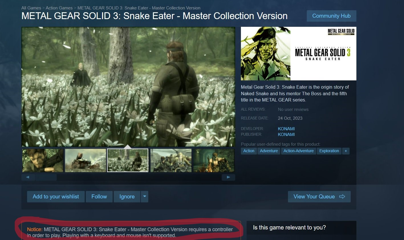 Nedávno oznámené remastery Metal Gear Solid vol. 1 nedostanou podporu klávesnice a myši