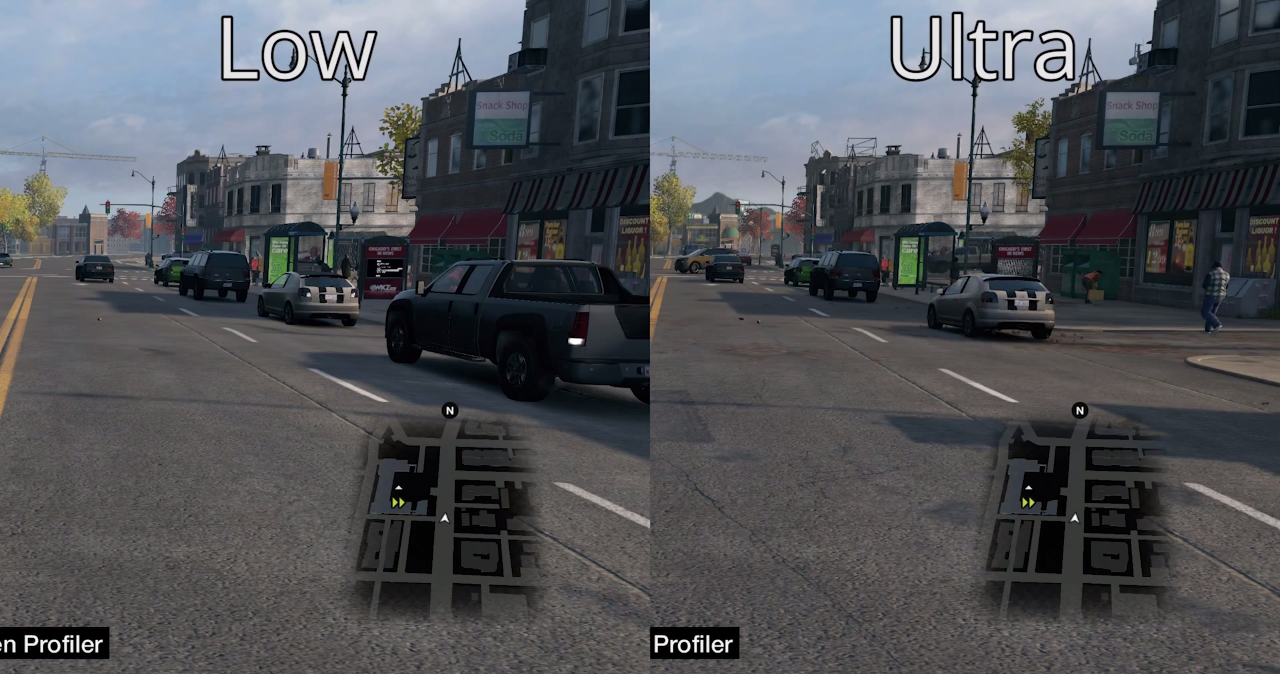 Watch Dogs: Low vs. Ultra nastavení