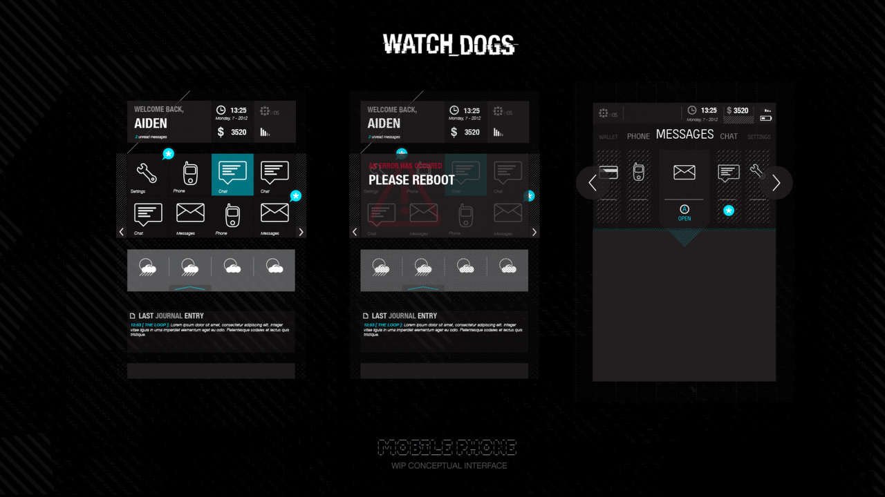 Mobilní menu ve Watch Dogs