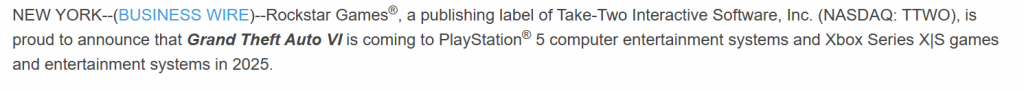 GTA 6 vyjde jako první na konzole PS5 a Xbox X/S, PC verze dorazí později