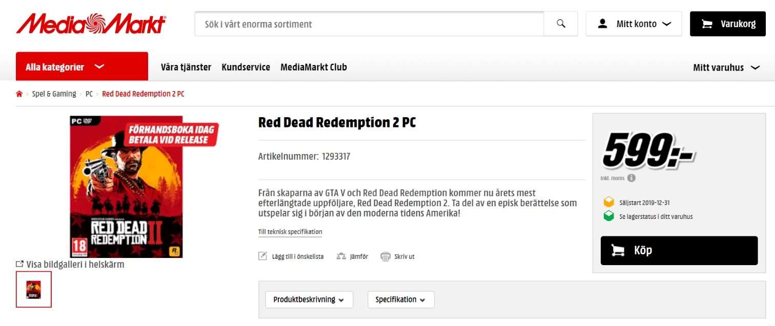 Red Dead Redemption 2 vyjde na PC v roce 2019, tvrdí MediaMarkt